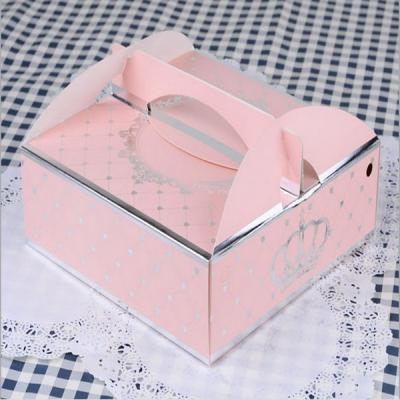 China China Handmade High Quality Elegant Pink Gift Paper Cake Packaging Box With Handle for sale