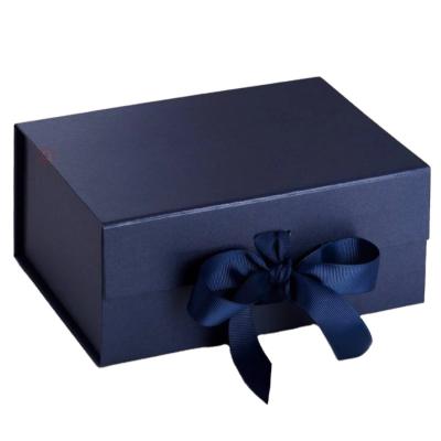 China Recyclable Luxury Custom Rigid Magnetic Logo Cardboard Foldable Paper Box With Ribbon for sale