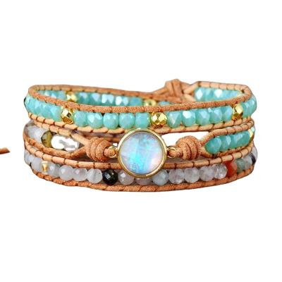 China BOHEMIA Wrap Healing Multilayer Meditation Melting Soothing Natural Gemstone Opal Balance Bracelet Gift for sale