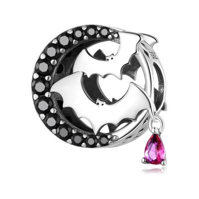 China Cute 925 Sterling Silver Halloween Midnight Flight Of The Animal Bat Charm For Jewelry Making Fine Jewelry for sale