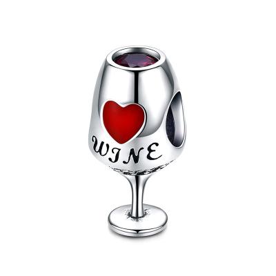 China Wholesale Personalized Cute Designer Jewelry 925 Sterling Heart Wine Glass Charm For Bracelet for sale