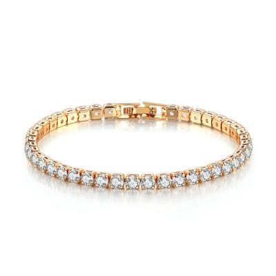 China Hiphop Gold Plated Classic Line Diamond Tennis 3mm Zircon Eternity Bracelet for sale