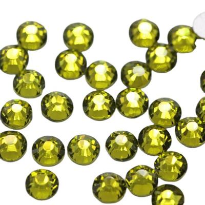 China 1440Pcs aa level flat back Olive Clear Glass Crystal Round ab NO-Hotfix rhinestone embellishments nail art for sale