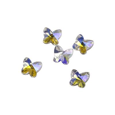 China Factory Price Butterfly Bows Colorful Rhinestones Glass Nail Silver Glass Nail Art Charm Decoration Supplies for sale