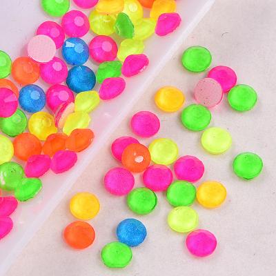 China Resin Crystal Shiny in UV light hotfix Noctilucentes luminous neon faux stones for nail apparel diamond jewelry accessories for sale