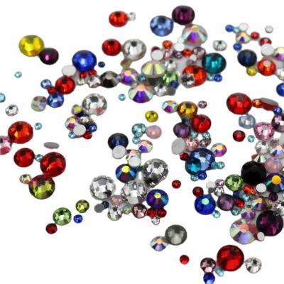 China Flatback ab Glass HotFix Rhinestone Embellishments Crystal Tumblers Nail Rhinestone Flatback High Quality Mixed Color Mixed Size YIWU for sale