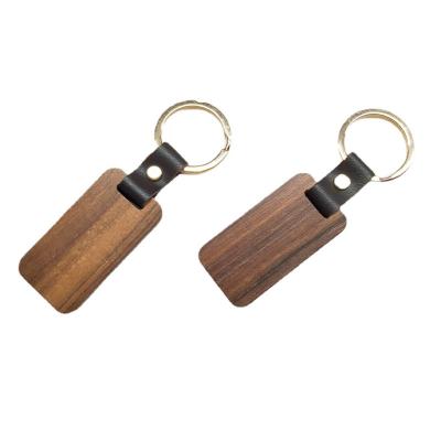 China Rectangular Key Key Chain Men Wooden Sign Buckle Engraving Printing Women Bag Jewelry Accessories Leather Wooden Keychain for sale