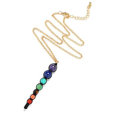 China CLASSIC Healing Gemstone Solid Gold Plated Jewelry 7 Chakra Chain Pendant Necklace Natural Stone for sale