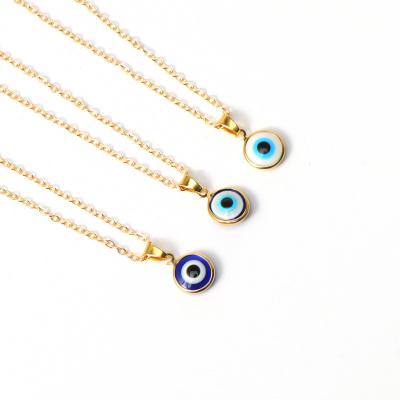 China Nickel Free Lead Free 14k Gold Filled Chain Trendy Gold Plated Turkish Devil Eyes Necklace Blue Evil Eyes Pendant Necklace For Women for sale