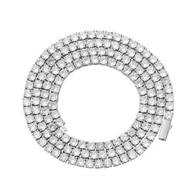 China CLASSIC Round 4mm Round Diamond Chain Tennis Necklace Faux Cubic Zirconia Cut White Gold Plated For Women And Men for sale