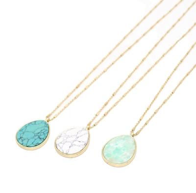 China Wholesale Casual/Sporty Natural Turquoise Stone Drop Teardrop Pendant Necklace for sale