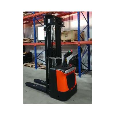 China Machinery Repair Shops Electric Forklift 1 Ton 1.5 Ton Stand Drive Hydraulic Full Electric Pallet Stacker Forklift for sale