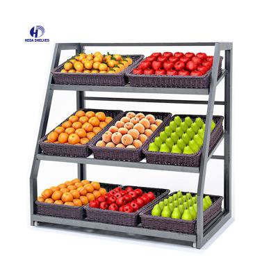 China Single Sided 3 Tier Metal Fruit Storage And Veget Display Rack Racks for sale