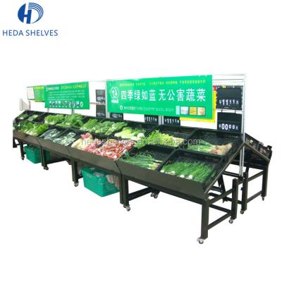 China Excellent Quality Double Sided Custom Fruit Shop Rack Supermarket Display Stands For Vegetable for sale