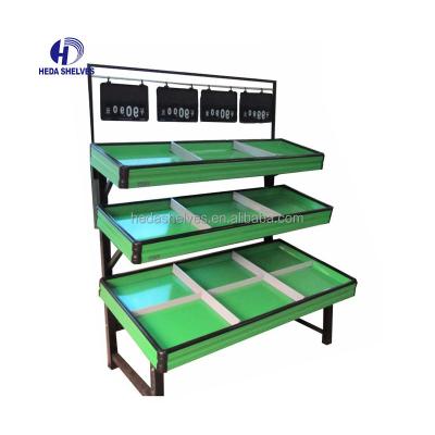 China Single-sided supermarket equipment 3 layers fruit and vegetable rack shop fruit display rack plant stand for sale