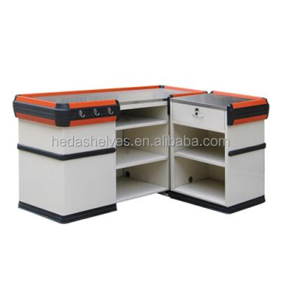 China Super mall supermarket checkout counter metal shop cash register design display counter for sale for sale