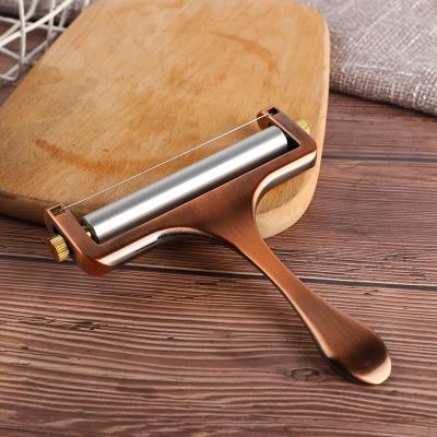 China Workable Adjustable Wire Cheese Slicer Cutter Stainless Steel Zinc Alloy Thickness Zinc Alloy Cutter Butter Slicing Copper Plated for sale