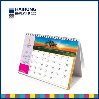 China Customized table / daily office desk calendar printing service , 2.5mm grey board holder for sale