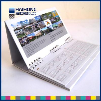 China Personalized Wire O desktop calendar printing in glossy coated art paper for sale