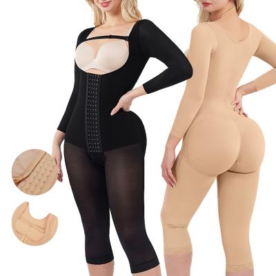 China HExin Antibacterial Long Sleeve Plus Size Shapers Tummy Control Women Full Hip Dip Body Shapewear for sale