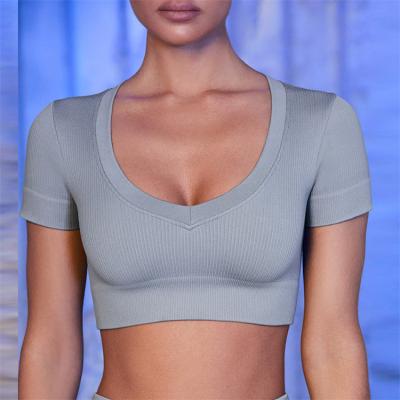 China Breathable HIGH WAISTDEAR Custom SIZE Ladies Seamless Sports Beach YOGA Tops Women for sale