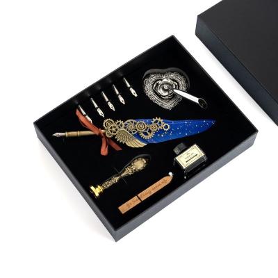 China Student Luxury Calligraphy Fountain Pen Flexible Nib Gift Set Wax Seal Stamp for sale