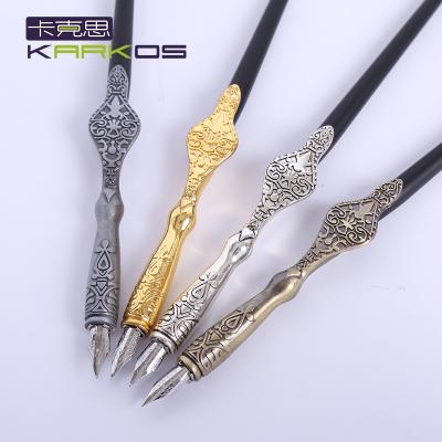 China Other Antique Metal Metal Calligraphy Pen With Hand Carved Design for sale