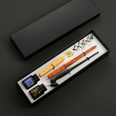 China Student Wood Calligraphy Dip Pen Holder with Replaceable Bibs for Lettering Sketch Drawing Kit Fountain Pens for sale