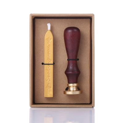 China Eco-Friendly Custom Design Paraffin Wax Seals Wedding Wooden Invitation Handle Wax Seal Stamp Set for sale