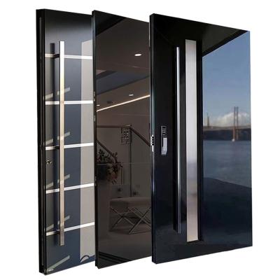 China Bulletproof Beautiful Appearance Customized high quality Durable Aluminium Solid Panel silent Entrance external Main front entry pivot door for sale