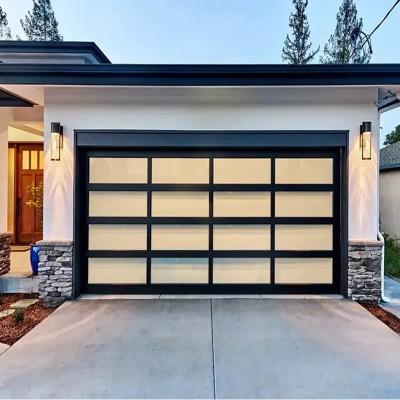 China Sound Insulation Direct Sale China factory corrosion resistant Anti-theft Water tightness undeformed stable Frosted glass automatic garage doors for sale