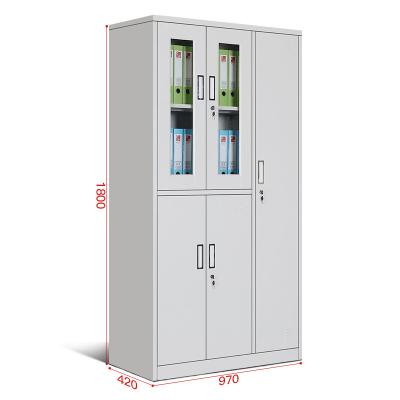 China Adjustable (height) Ingenious craft office storage detachable file cabinet glass door metal filing cabinet Steel Cupboard easy install file cabinet for sale