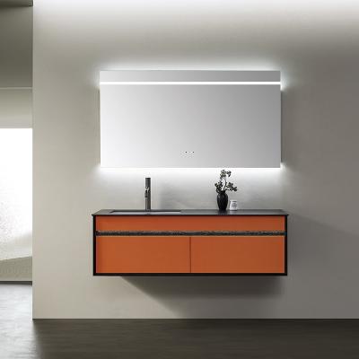 China Modern Hot Selling Simple Hotel Sink Bathroom Vanity With Black Solid Wood Bathroom Cabinet With Mirror for sale