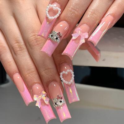 China Fashion Wholesale press on nails French three-dimensional love cat head gel press on nail artificial fingernails for sale