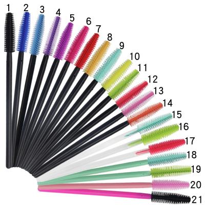 China Eyelash Application 2023 Hot Sale 50pcs/bag Eyelash Brush Disposable Mascara Brush Dual Use Eyelashes And Eyebrows Silicone Pink Eyelash Brush for sale