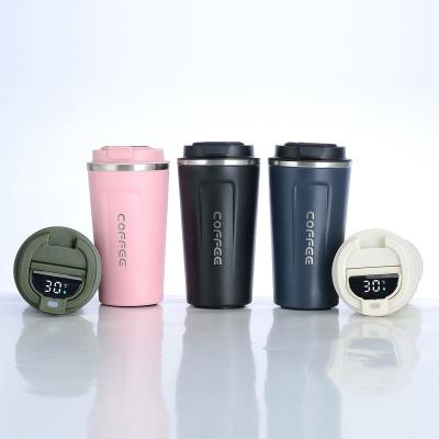 China 380 ml 510 ml Smart Display de temperatura vácuo isolado caneca de aço inoxidável viagem caneca de café à venda