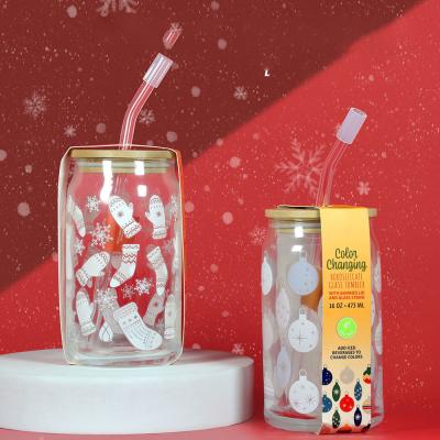 China 24ozcolor Changing Plastic Cup Christmas Tumbler With Straw for sale