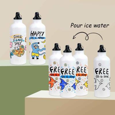 China 500ml Color Change Aluminum Water Bottles With Logo For Kids for sale