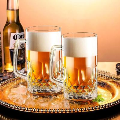 China 20OZ Glass Beer Mugs With Handles Dishwasher And Microwave Safe for sale