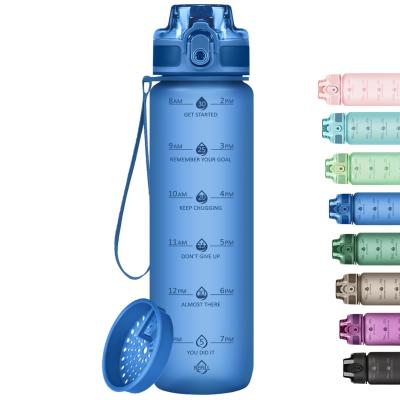 China HAS 32oz Motivational Water Bottles With Time Marker & Fruit Strainer for sale