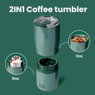 China 13.5 Ounces 2 In 1 Double Section Mugs Insulated Tumblers With 2 Lids For Beverages for sale