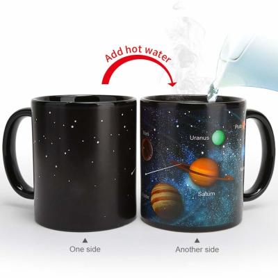 China Ceramic Color Changing Mug Birthday Gifts for Men Women Heat Changing Coffee Mug Cup with Heart 16 oz à venda