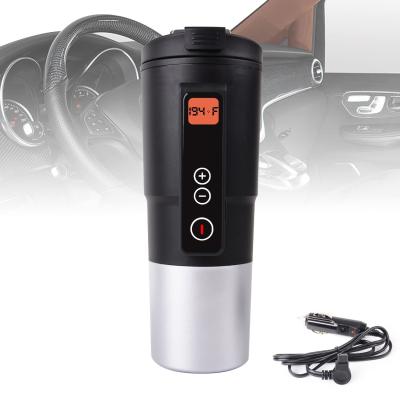 China 13OZ Control de temperatura Taza de viaje Taza de calefacción Taza de calefacción eléctrica para café en el coche 12V Smart Taza de café pantalla LCD en venta