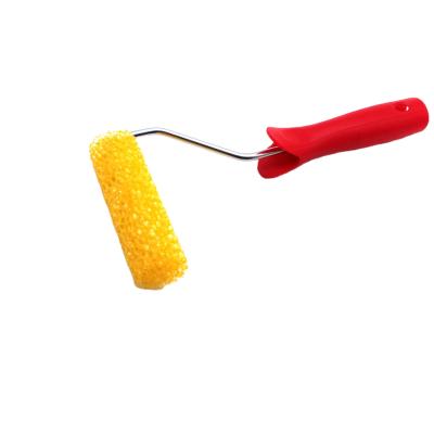 China Wholesale 4 Inch Mini Yellow Texture Sponge Roller Paint Brush With PP Handle for sale