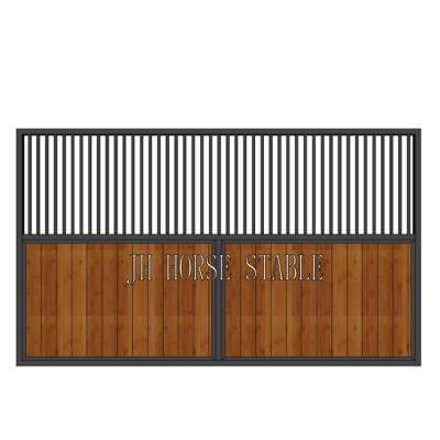 China Protecting Bamboo Wooden Infill Side Panel Partitions Dividers Metal Stall Horse With Feeders for sale