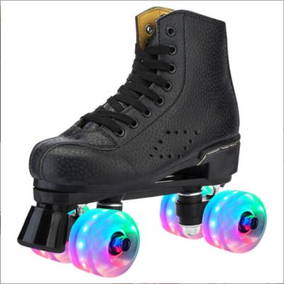 China New XW 2022 PU Roller Skate Black PU Wheels - Premium Quad Skate Black Track Adults Quad Roller Skate for sale