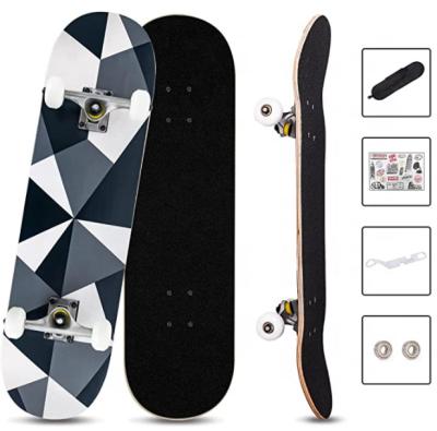 China OEM & ODM Youth 7 Layer China A Grade Maple Lattice Skateboard 31*8 Inch Black And White Skateboard for sale