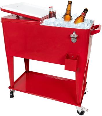 China Big Space Mobile Lager Cooler Box Melt Beer Ice Cooler Cart Party Rolling Cooler Cart for sale