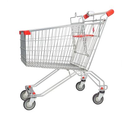 China Durable Cheap Price Steel 60L Supermarket Shopping Cart Trolley With Coin Lock for sale