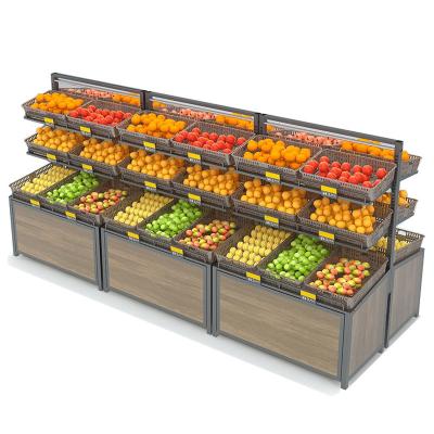 China Wholesale double sided agro shop metal supermarket vegetable and fruit display storage rack shelves for sale